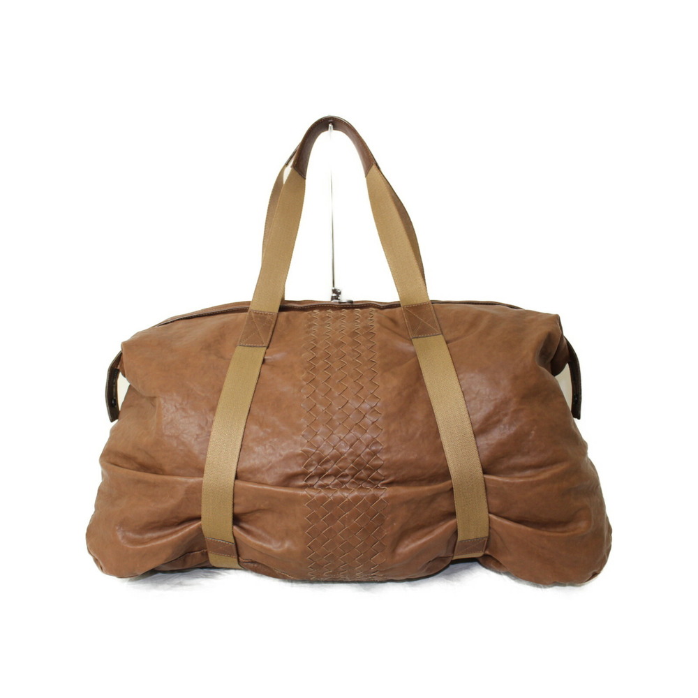 BOTTEGA VENETA Boston Bag Brown Leather Travel Duffel